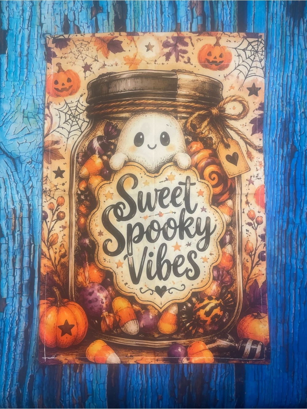 Sweet Spooky Vibes Halloween Ghost Garden Flag